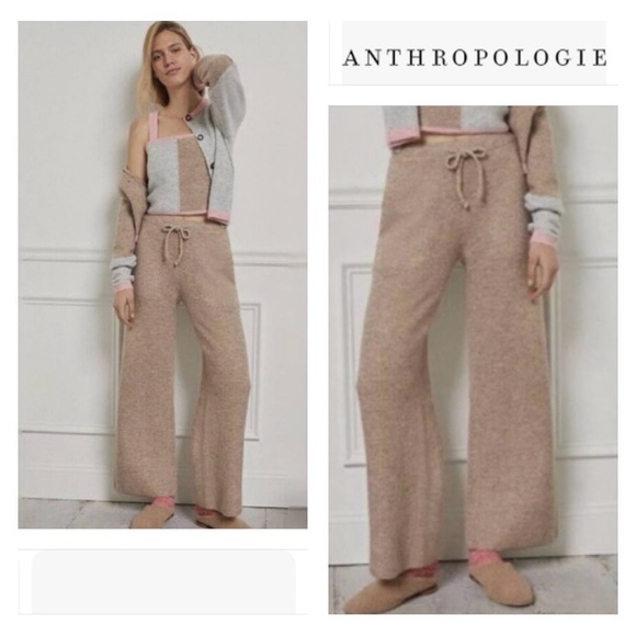 ANTHROPOLOGIE by Saturday/Sunday Dina Lounge Ribbed Knit Cozy Pants Beige Size S - Picture 5 of 12